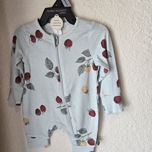Gerber Light Blue Footed One-Piece with Raspberry Print